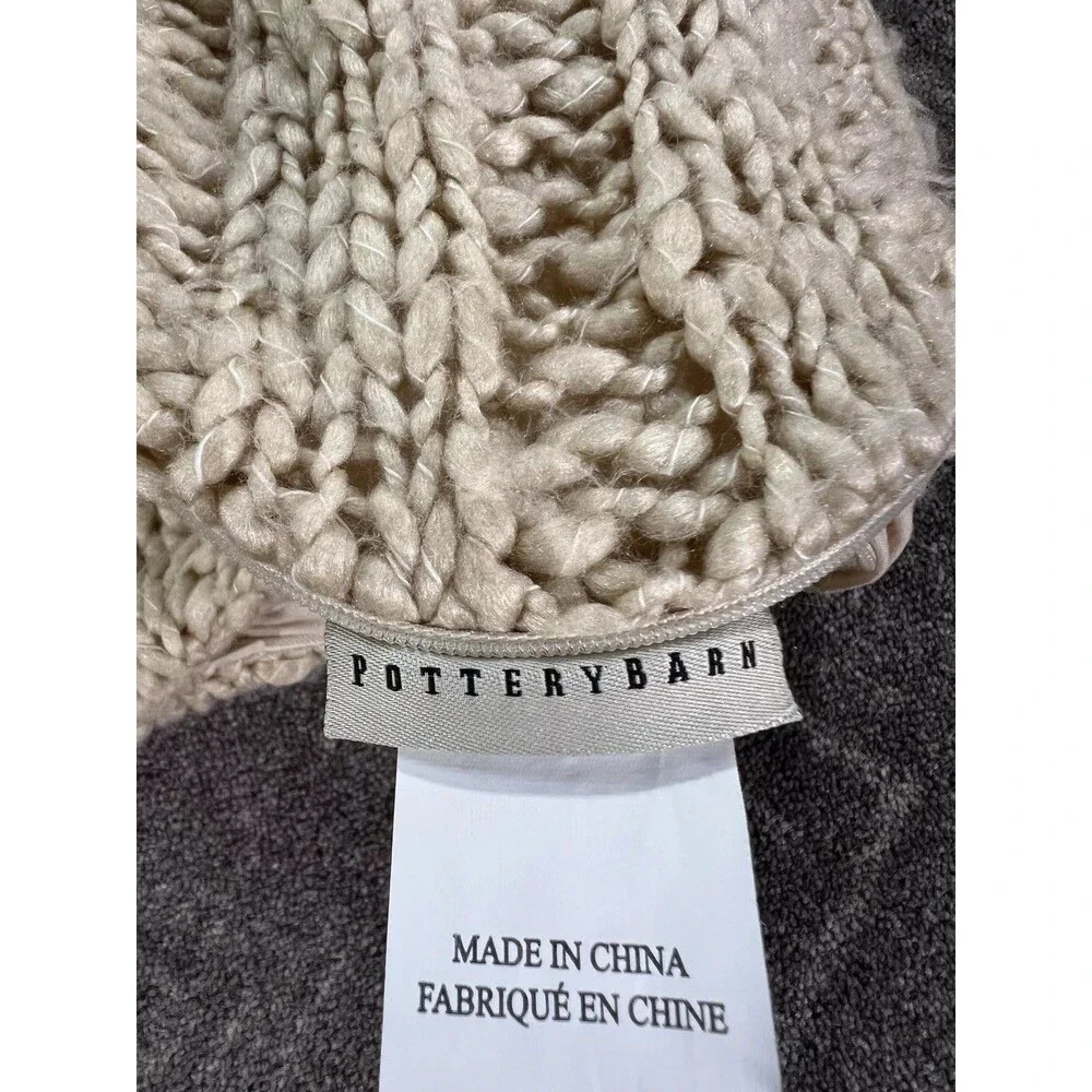 Pottery Barn Knit Pillow Shams Standard Neutral Beige 24